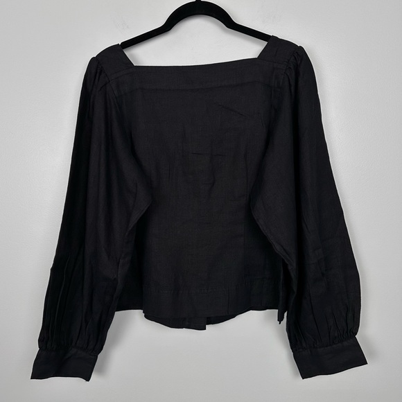 J. Crew Squareneck button-up top in linen BLACK NEW BY697 Small - Picture 7 of 8
